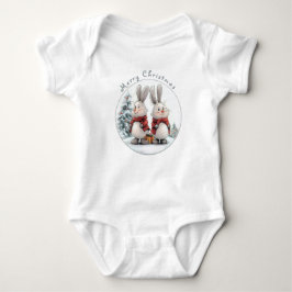 Christmas Bunny and gift, personalized Romper