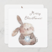 Christmas Bunny and Snowflake, personalized Kaart (Voorkant / Achterkant)
