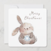 Christmas Bunny and Snowflake, personalized Kaart (Voorkant)