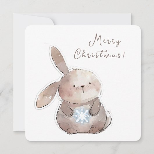 Christmas Bunny and Snowflake, personalized Kaart (Voorkant)