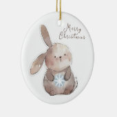 Christmas Bunny and Snowflake, personalized Keramisch Ornament (Rechts)
