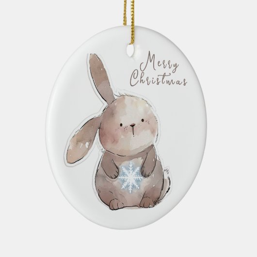 Christmas Bunny and Snowflake, personalized Keramisch Ornament (Rechts)