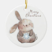 Christmas Bunny and Snowflake, personalized Keramisch Ornament (Voorkant)