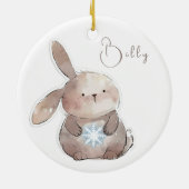 Christmas Bunny and Snowflake, personalized Keramisch Ornament (Achterkant)