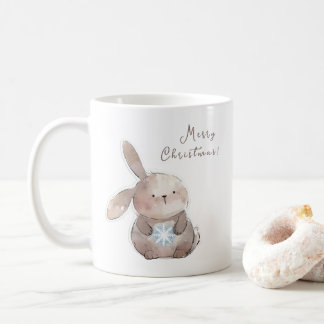Christmas Bunny and Snowflake, personalized Koffiemok