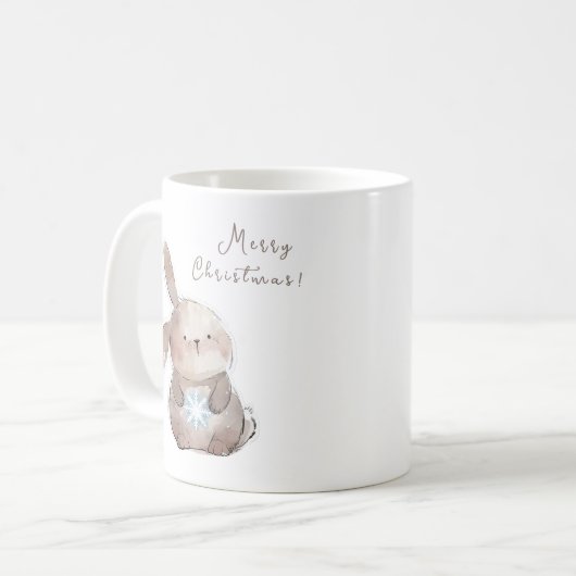 Christmas Bunny and Snowflake, personalized Koffiemok (Voorkant links)