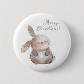 Christmas Bunny and Snowflake, personalized Ronde Button 5,7 Cm (Voorkant)