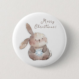 Christmas Bunny and Snowflake, personalized Ronde Button 5,7 Cm