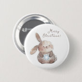 Christmas Bunny and Snowflake, personalized Ronde Button 5,7 Cm (Voorkant /achterkant)