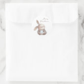 Christmas Bunny and Snowflake, personalized Ronde Sticker (Tas)