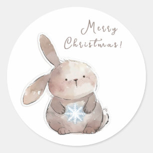 Christmas Bunny and Snowflake, personalized Ronde Sticker