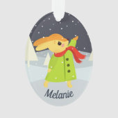 Christmas Bunny Catching Snowflakes Ornament (voorkant)