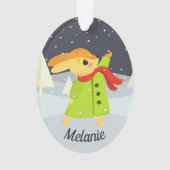 Christmas Bunny Catching Snowflakes Ornament (achterkant)
