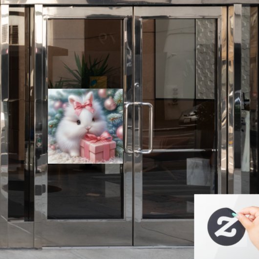 Christmas Bunny Window Cling Raamsticker (Kantoordeur)