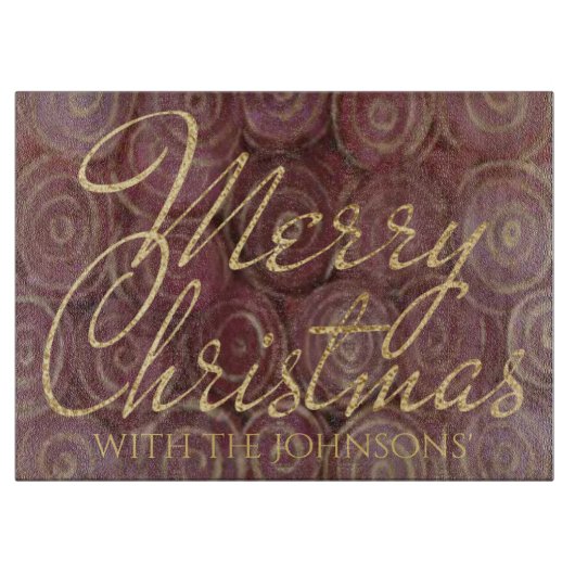 Christmas Burgundy and Gold Swirls Snijplank (Voorkant)