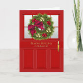 CHRISTMAS, Business, Red Deur/Wreath, allemaal van Feestdagen Kaart (Voorkant)