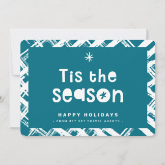 CHRISTMAS BUSINESS THANKS logo tis the season blue Kaart