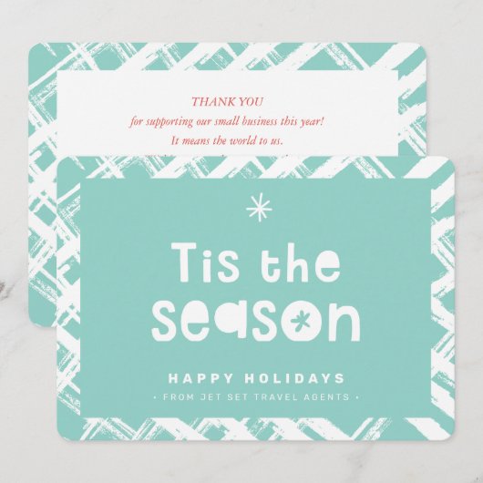 CHRISTMAS BUSINESS THANKS logo tis the season mint Kaart (Voorkant / Achterkant)