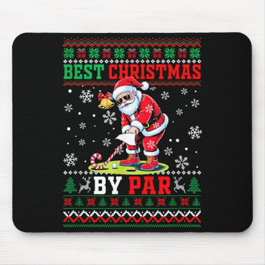 Christmas By Par Santa Sweater Playing Golf Golfer Muismat (Voorkant)
