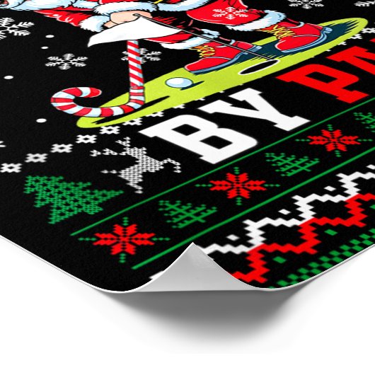 Christmas By Par Santa Sweater Playing Golf Golfer Poster (Hoek)