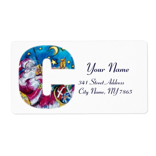 CHRISTMAS C-BRIEF / GEÏNSPIREERDE SANTA-MONOGRAM ETIKET (Voorkant)