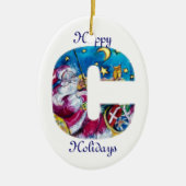CHRISTMAS C-BRIEF / GEÏNSPIREERDE SANTA-MONOGRAM KERAMISCH ORNAMENT (Voorkant)