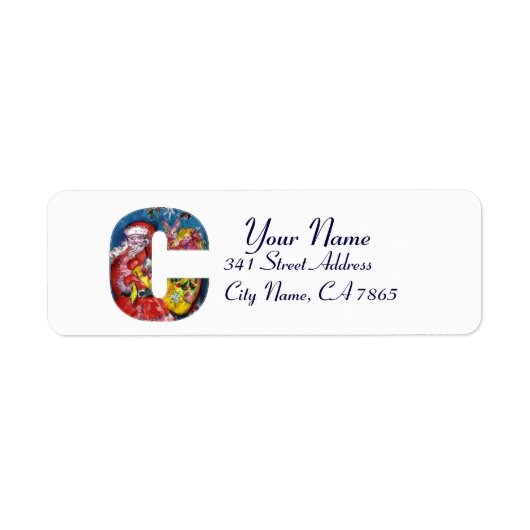 CHRISTMAS C BRIEF / SANTA MET GIFTS MONOGRAM ETIKET (Voorkant)
