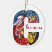 CHRISTMAS C BRIEF / SANTA MET GIFTS MONOGRAM KERAMISCH ORNAMENT (Links)