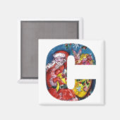 CHRISTMAS C BRIEF / SANTA MET GIFTS MONOGRAM MAGNEET (Voorkant / Achterkant)