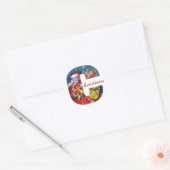 CHRISTMAS C BRIEF / SANTA MET GIFTS MONOGRAM RONDE STICKER (Envelop)