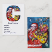 CHRISTMAS C BRIEF / SANTA MET GIFTS MONOGRAM VISITEKAARTJE (Voorkant / Achterkant)