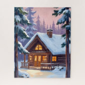 Christmas Cabin Forest Winter Snow Legpuzzel (Verticaal)