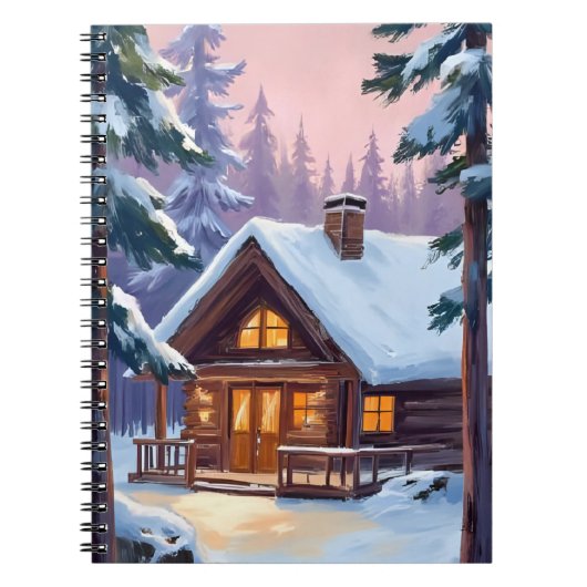 Christmas Cabin | Forest Winter Snow Notitieboek (Voorkant)
