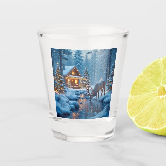 Christmas Cabin Shot Glass Glas (Voorkant)