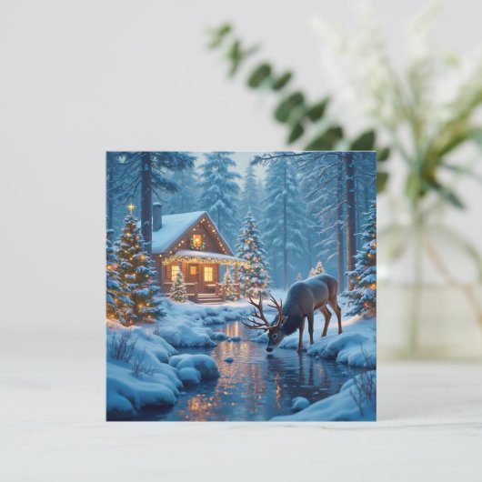 Christmas Cabin Wenskaart (Staand voorkant)