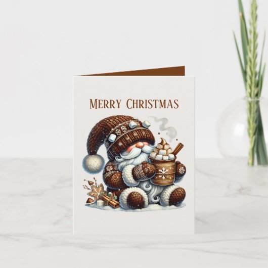 Christmas cacao gnome voeg bericht toe feestdagen kaart (Voorkant)