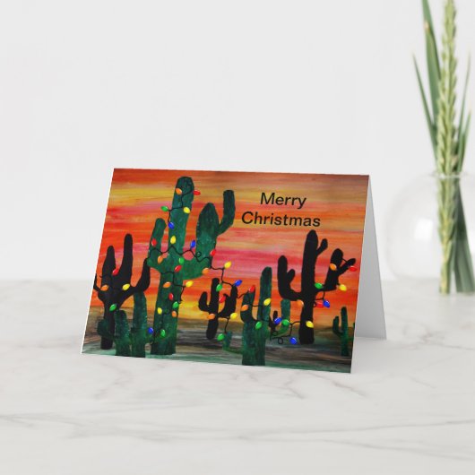 Christmas cactus Holiday greeting cards. Feestdagen Kaart (Voorkant)
