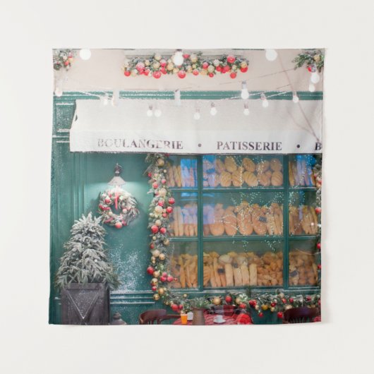 Christmas cafe bakery exterior with Christmas deco Wandkleed (Voorkant)