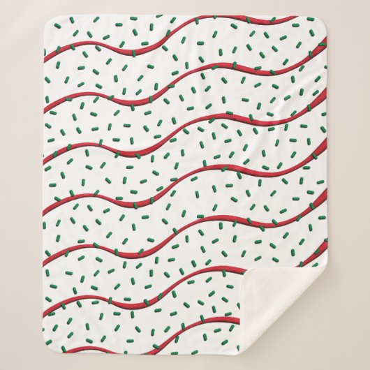 Christmas Cake Red Stripe Frosting Green Sprinkles Sherpa Deken (Voorkant)