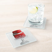 CHRISTMAS CAKE RED & WHITE HOLIDAY GLAZEN ONDERZETTER (Schuin)