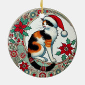 Christmas Calico Cat Santa Keramisch Ornament (Achterkant)