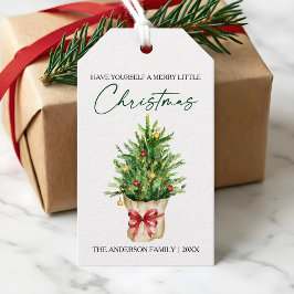 Christmas Calligraphy Ink Watercolor Pine Red Bow Cadeaulabel