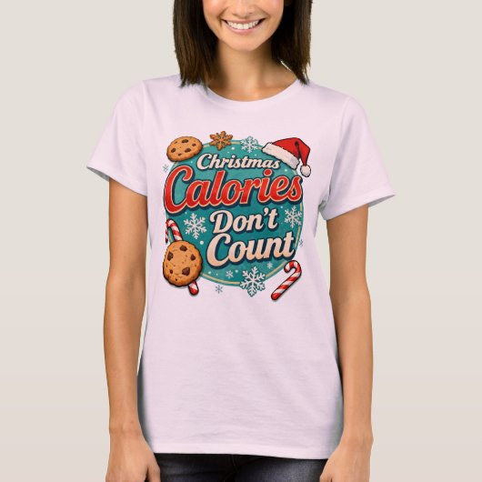 Christmas Calories Don’t Count Funny Santa Claus T-shirt (Voorkant)