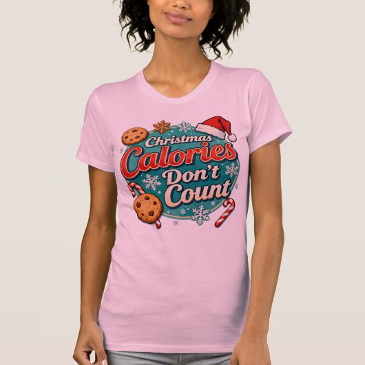 Christmas Calories Don’t Count Funny Santa Claus  T-shirt (Voorkant)