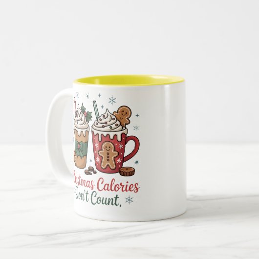 christmas calories don't count mug design  tweekleurige koffiemok (Voorkant links)