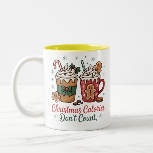 christmas calories don't count mug design  tweekleurige koffiemok (Links)