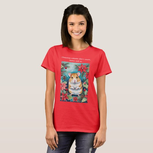 Christmas Calories Funny Chubby Holiday Mouse T-shirt (Voorkant volledig)