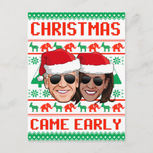 CHRISTMAS CAME EERST - Biden Harris 2020 Briefkaart