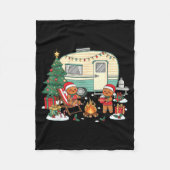Christmas Camng Gingerbread Campfire Tree Santa Ha Fleece Deken (Voorkant)