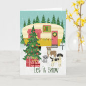 Christmas Camper and Dogs Let it Snow Kaart (Gele Bloem)